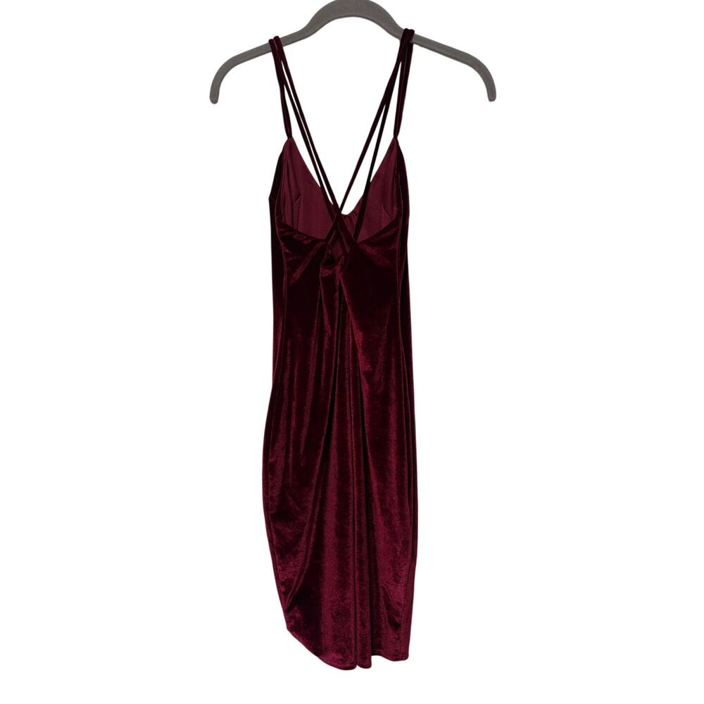 Burgundy Velvet Strappy Midi Dress - Picture 8 of 10